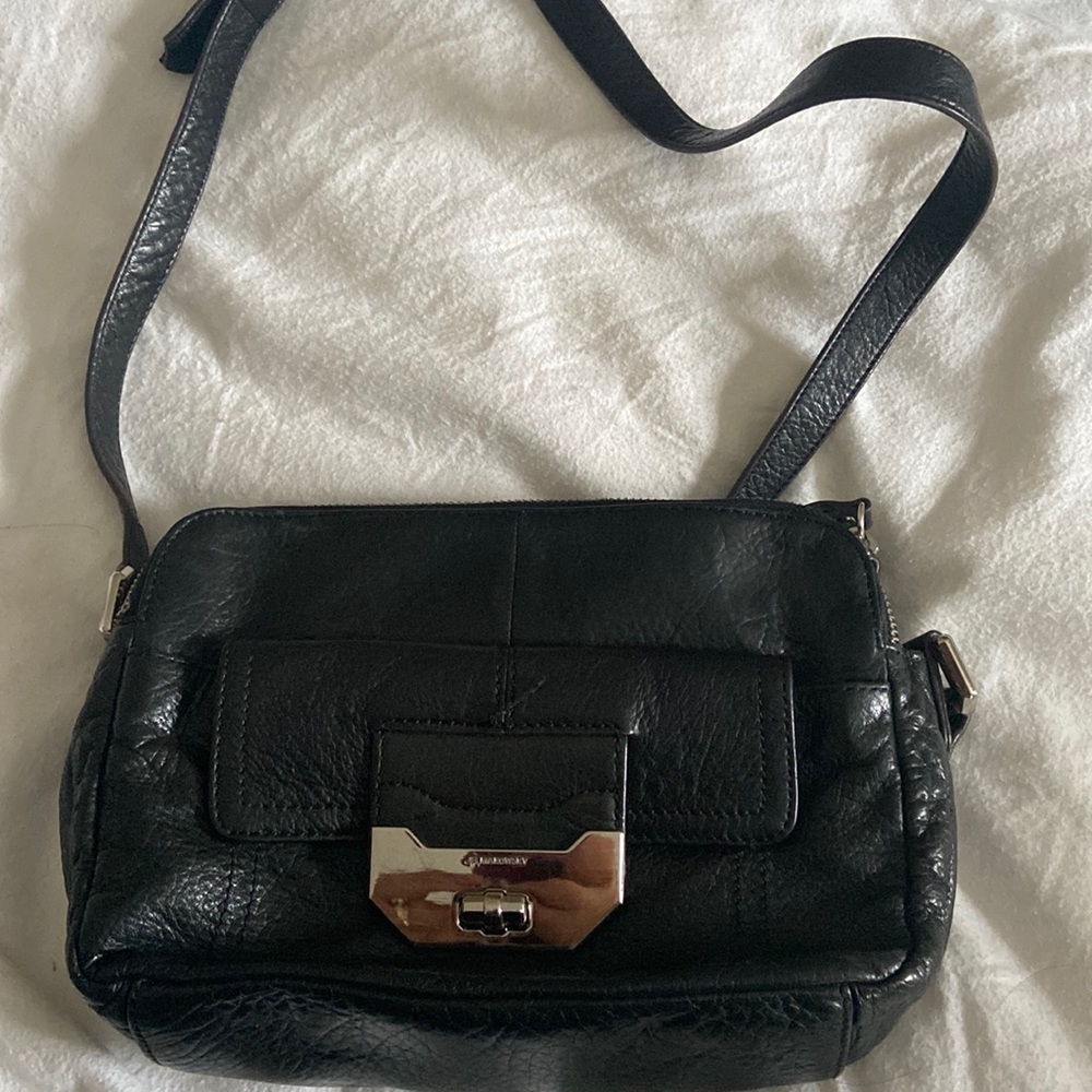 B. Makowsky black Leather Mini Purse Shoulder Bag